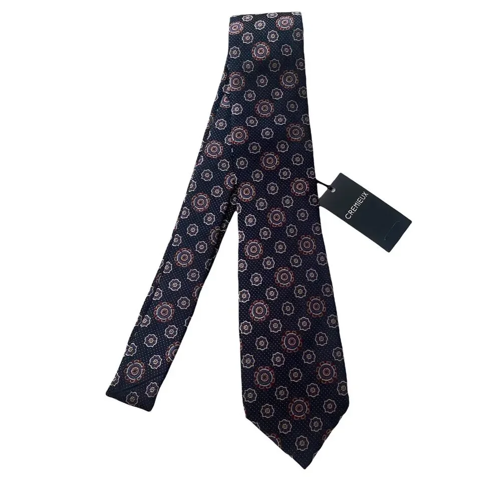 Daniel Cremieux Neck Tie Nwt Blue Geo Woven 100% Silk Made in Italy